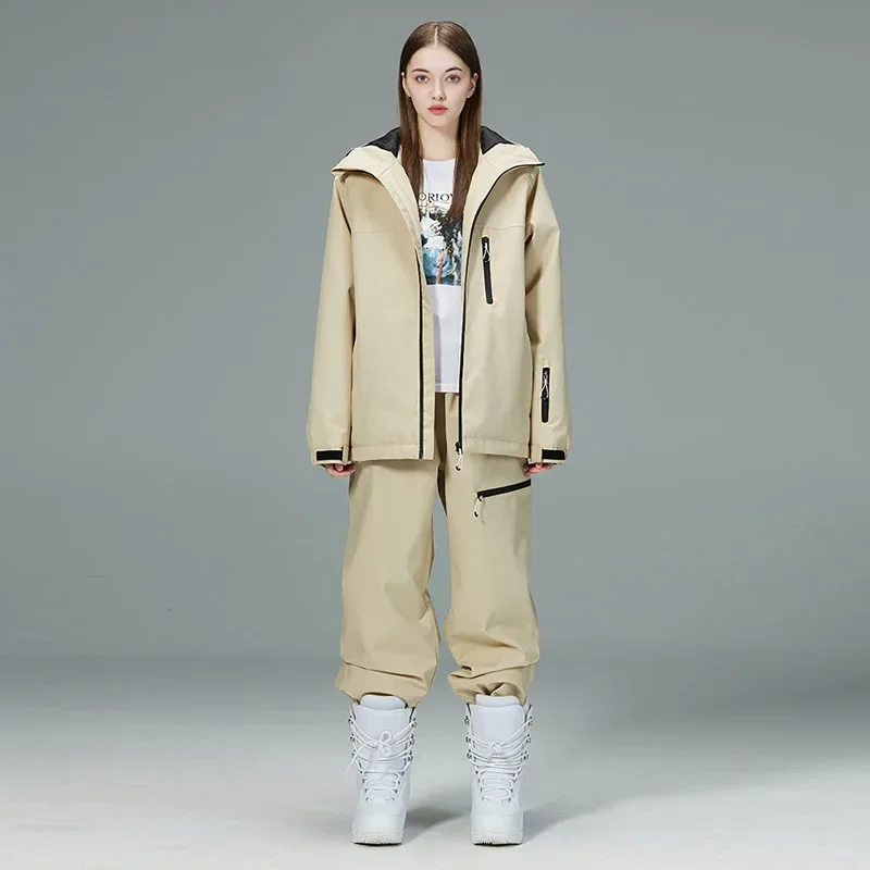 Новинка 2024 года, лыжная одежда, женский однобортный спортивный свободный лыжный костюм, мужская уличная ветрозащитная теплая износостойкая лыжная куртка