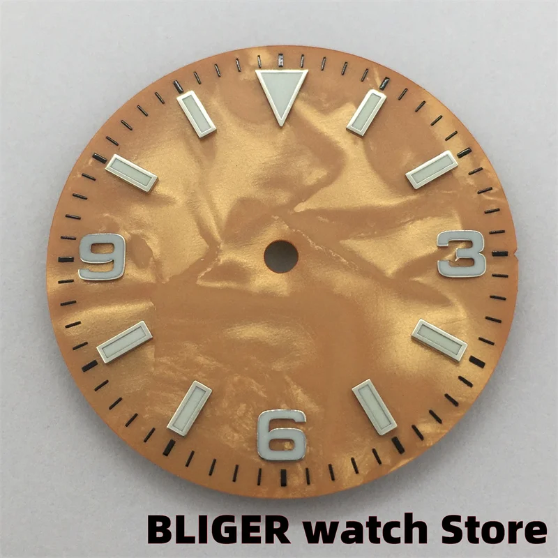 BLIGER 29mm Schwarz Weiß Blau Grün Orange Zifferblatt Shell Zifferblatt C3 Leuchtende Fit NH35 NH36ETA2824 PT5000 Miyota DG bewegung Uhr Teile