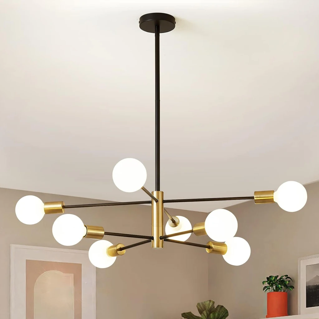 Modern Sputnik Ceiling Chandelier Satellite Hanging Lamp Lustre Ceiling Light Fixture 2/4/8 Heads Home Living Dining Room Decor