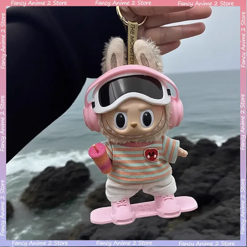 

Labubu Skiing Sportswear Clothes Set with Ski Glasses Board Headphones Mini Plush Doll Winter Skiing Clothing Fashion Accessorie