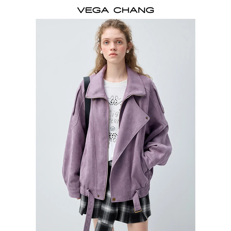 سترة نسائية جديدة من فيغا تشانغ لفصلي الربيع والخريف، مصنوعة من الجلد الصناعي بملمس مميز، تصميم عصري على الطراز الكوري