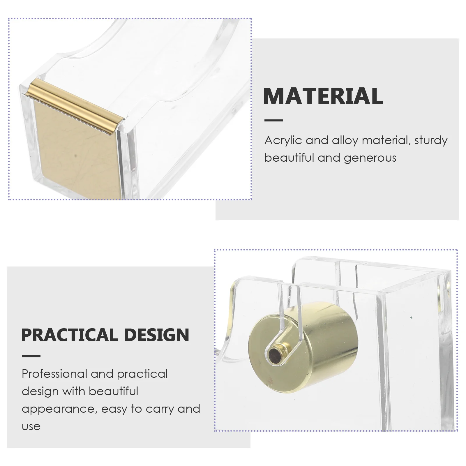 

1Pcs Acrylic Tape Dispenser Premium Desktop Tape Cutter Sturdy Non-Slip Base Office School Home Use Stationery Office Supply