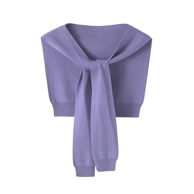 Shrugs Women All-match Knit Outwear Female Solid Casual Sleeveless Scarf-collar Elegant Korean Fashion Ulzzang Soft Shawl Tie