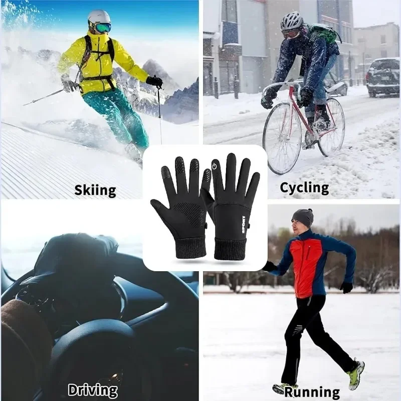 Guanti da moto riscaldati Guanti invernali caldi con dita intere Guanti in pile touch screen per moto da sci con riscaldamento impermeabile