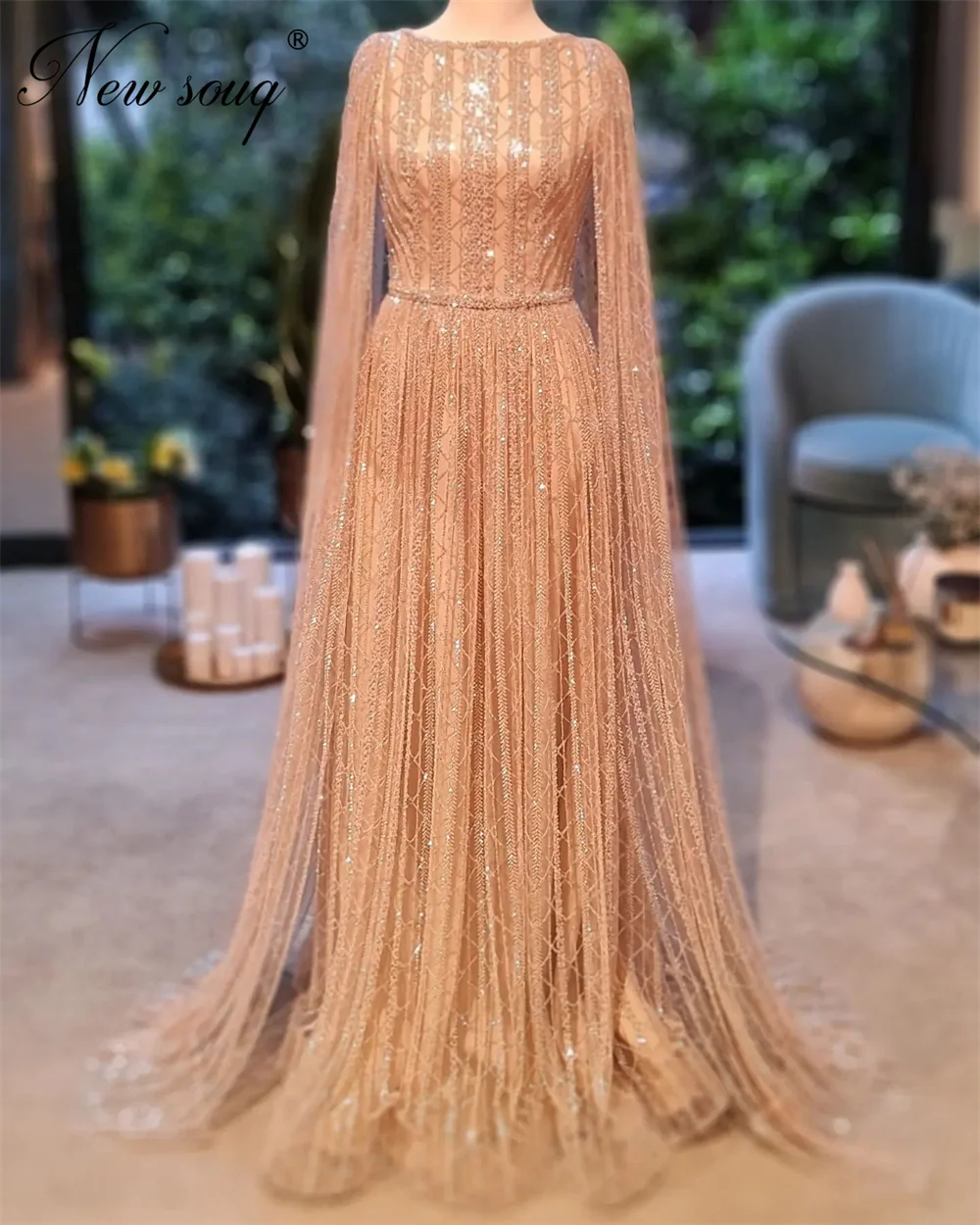 Saudi Arabia Pink Sequins Evening Dresses Elegant 2024 Long Sleeves Female Prom Dress Customize Wedding Party Dress Robes Dubai