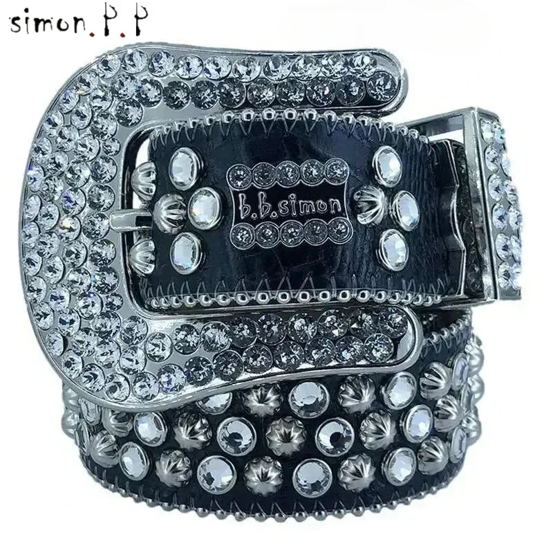 Cinturón de diseñador Cinturones Bb Cinturón de lujo para hombre y cinturón de mujer de cuero decorado con cadena de diamantes coloridos 3,8 cm