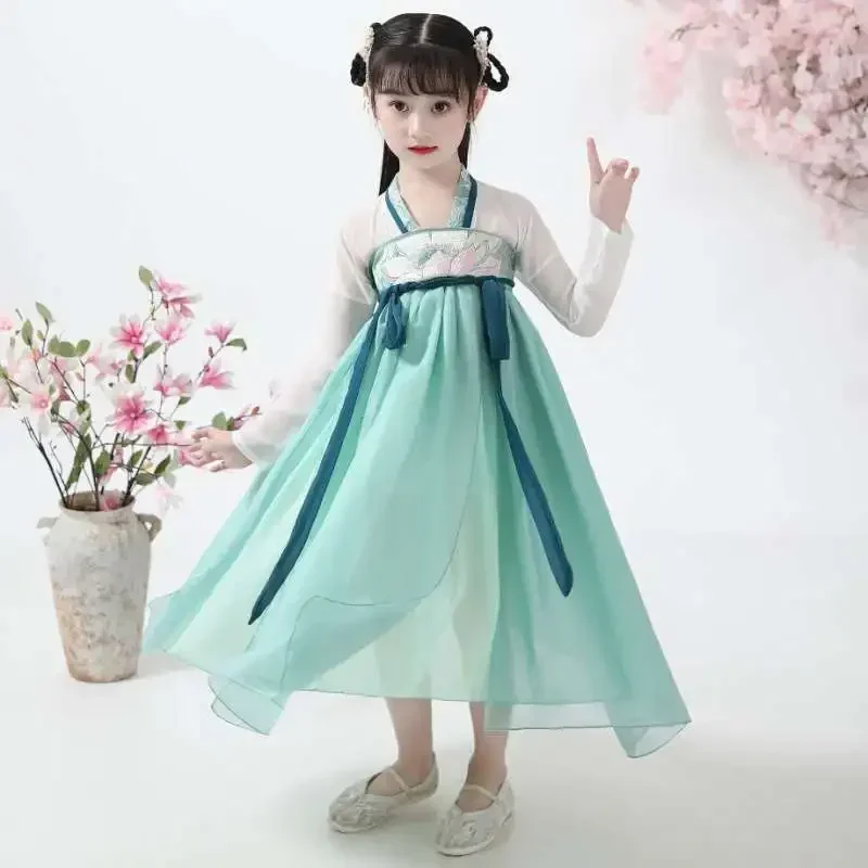 4 6 8 10 1 2Year Old Classical Girls dress National Costume Chinese Hanfu Ethnic Dance Older Kid Child photography Ancient dress