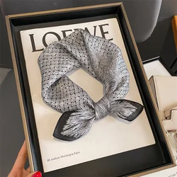2024 Luxury Print 100% Silk Scarf Women Print Small Neck Tie Female New Hair Band Wirst Bandna Foulard Kerchief Echarpe