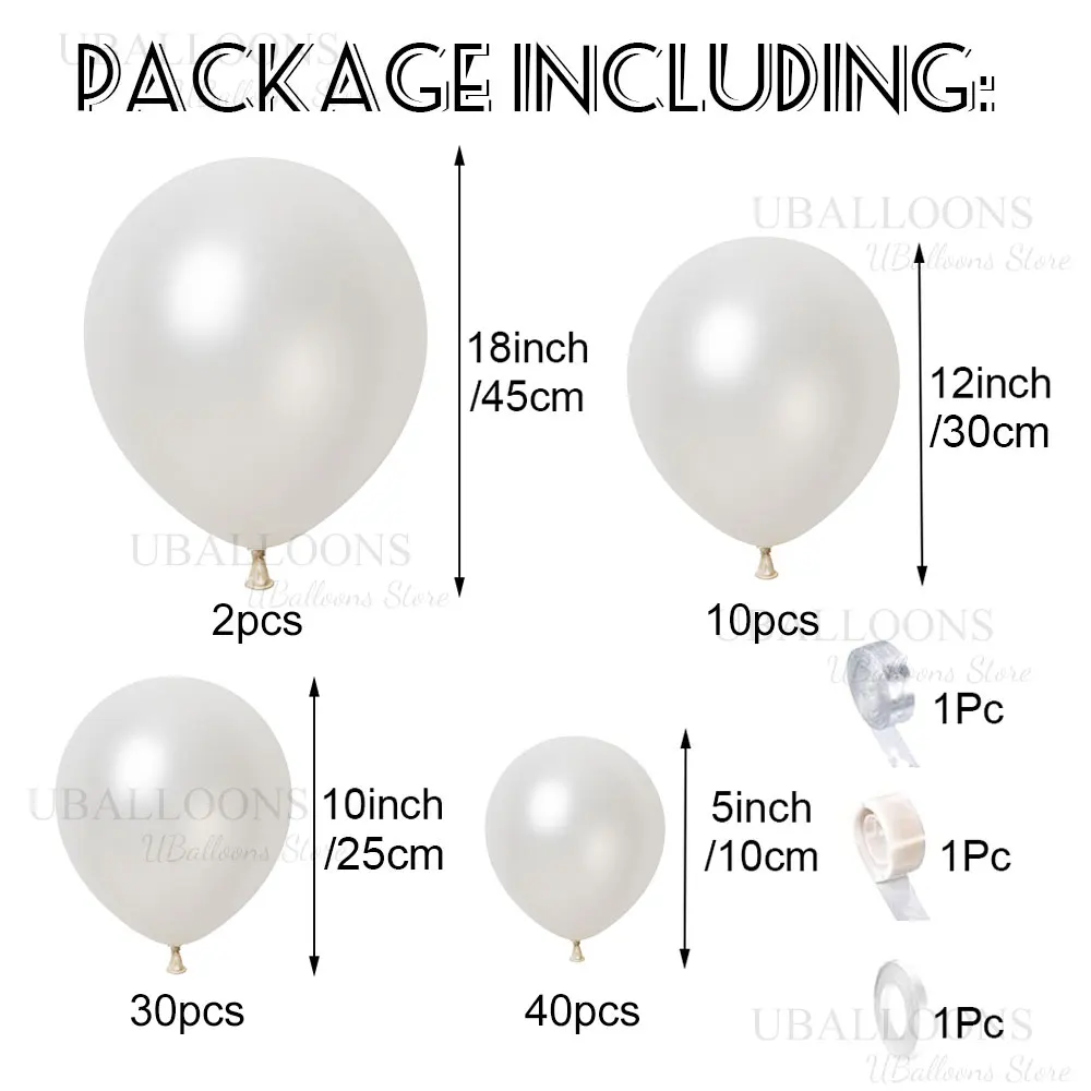 85 Stück perlweiße Luftballons, Girlande, 5/10/12/18 Zoll, glänzendes weißes Ballonbogen-Set für Geburtstag, Babyparty, Hochzeit, Party-Dekoration – Detail 2