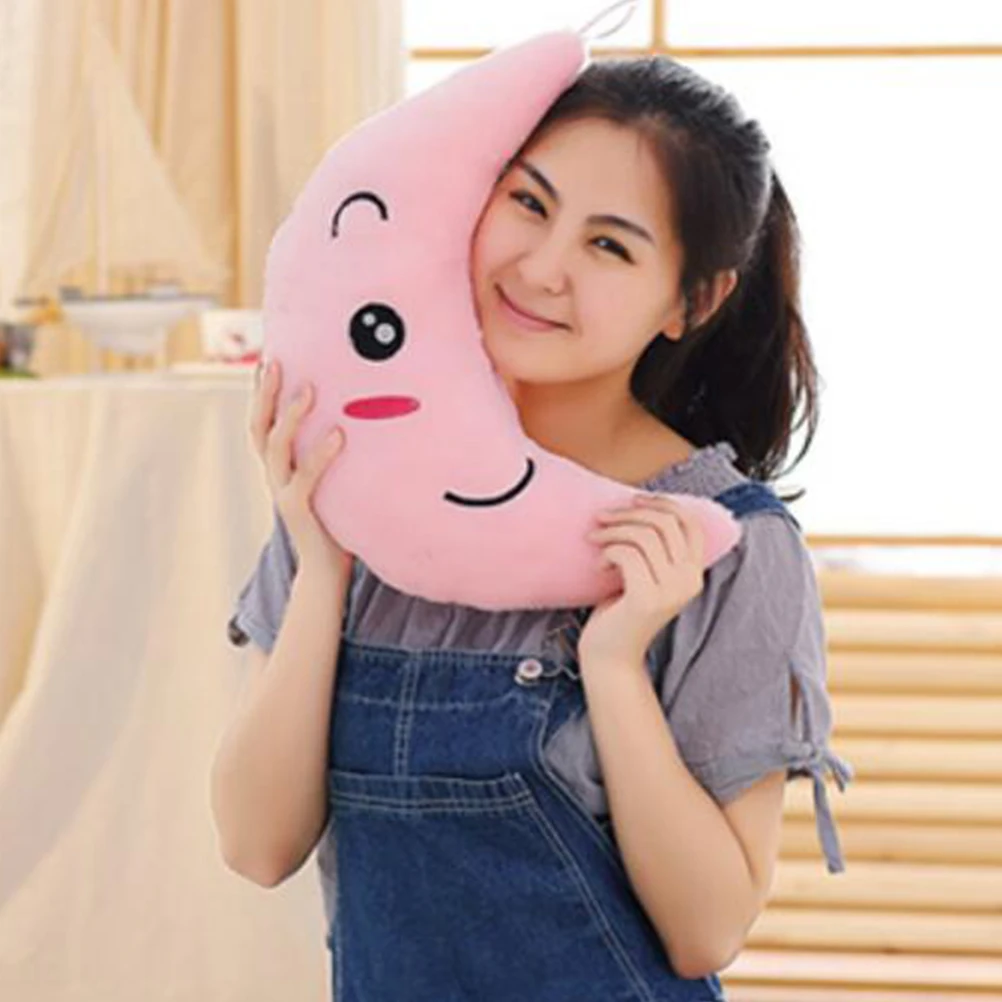 

Pink Creative Light Up LED Moon Luminous Throw Pillow Glow Cushion Baby without
