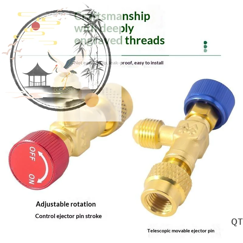 HS R410a R22 Refrigeration Tool Air Conditioning Safety: Valve Adapter Fitting Charging Copper R410A