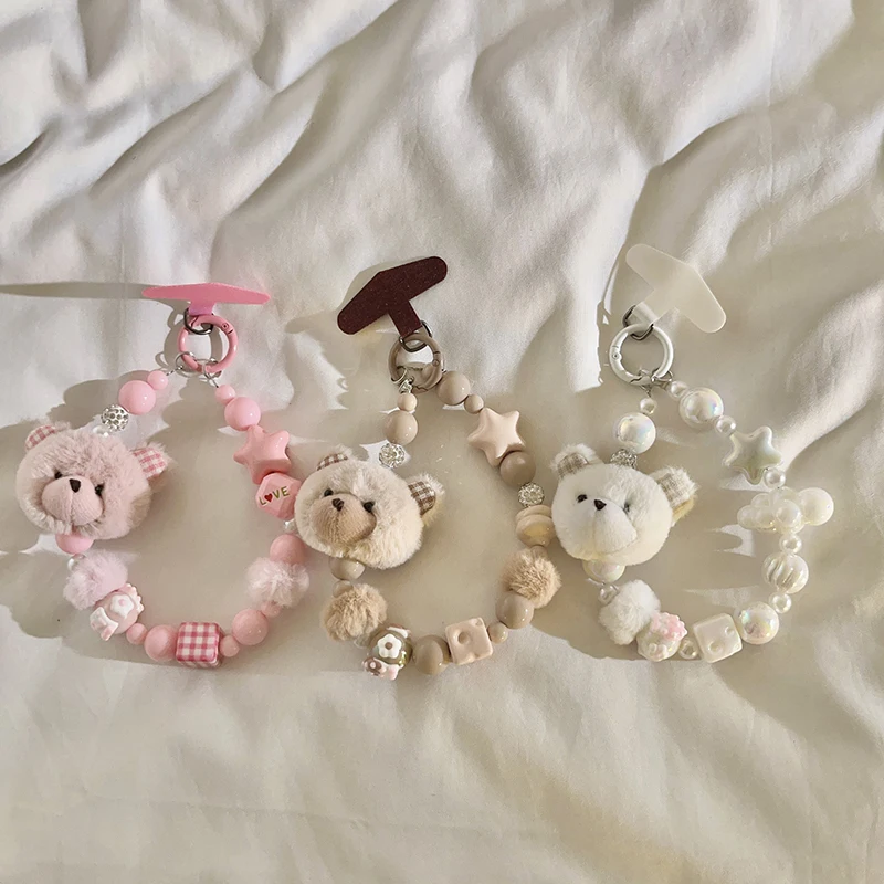 

Модный милый плюшевый браслет из бисера с медведем — ремешок с защитой от потери для чехла для телефона/брелока/наушников/CCD