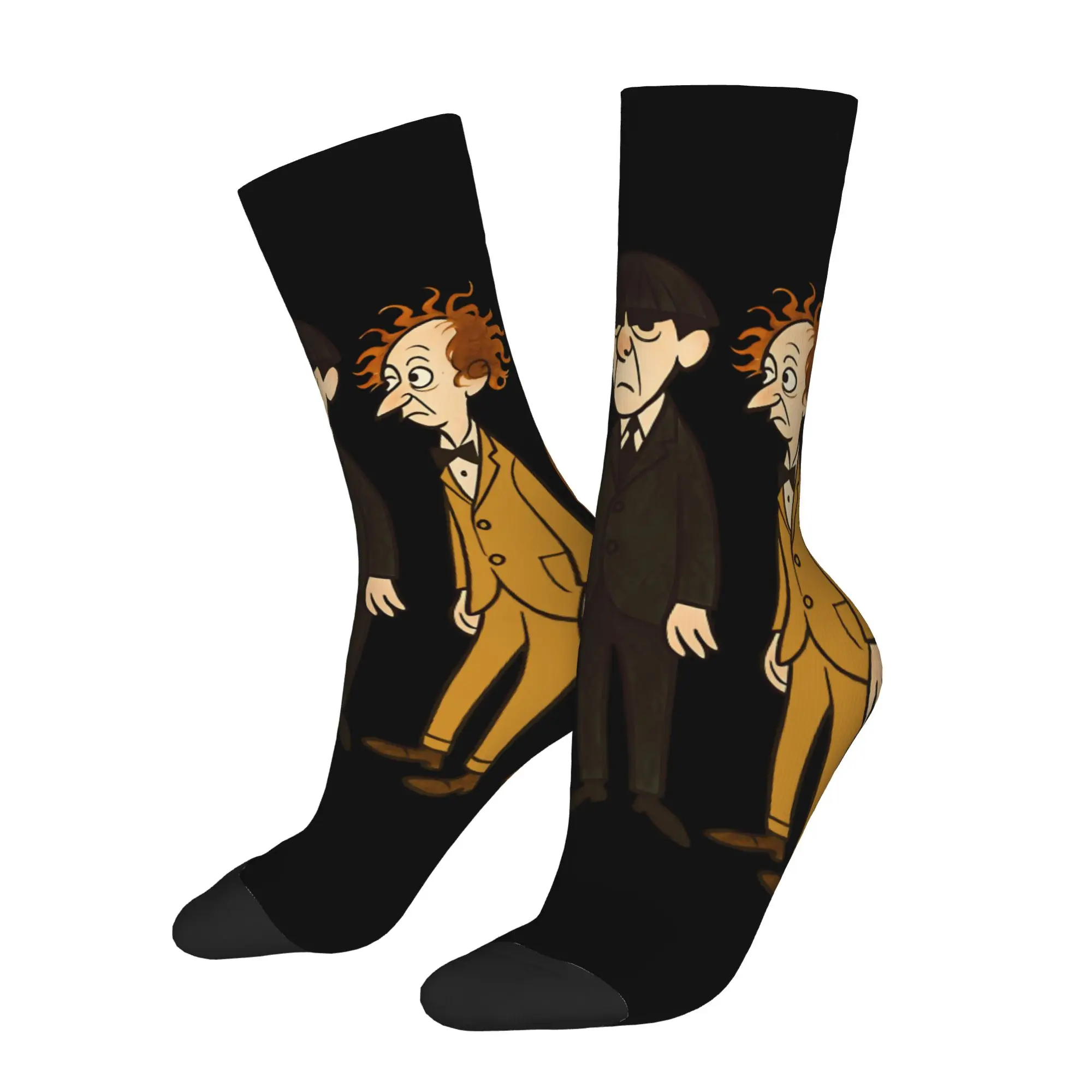1 Pair Funny Crazy Sock for Men Together Hip Hop Vintage The Three Stooges Pattern Printed Sock Novelty