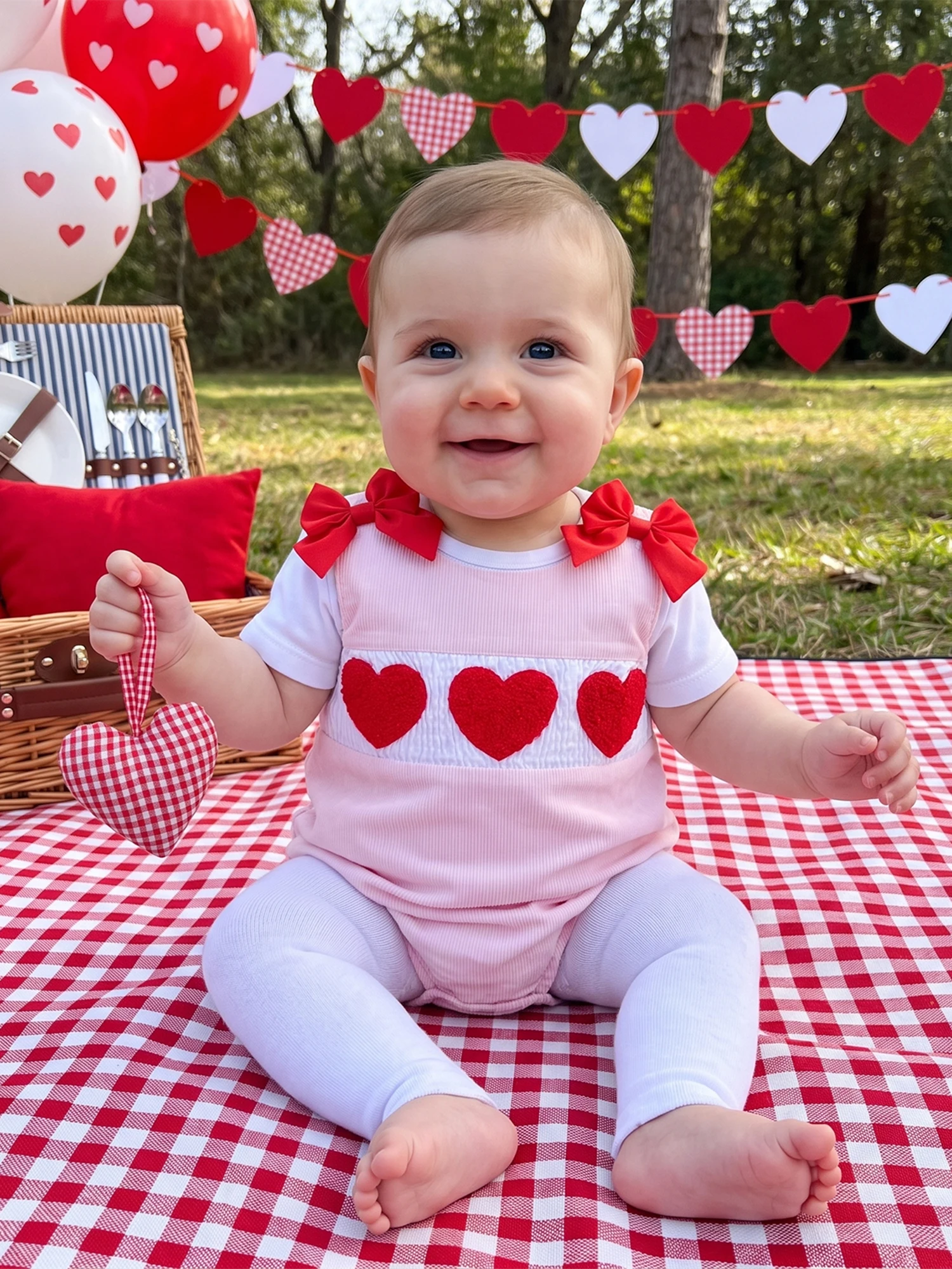 Girl Valentine S Embroidery-Sleeveless Sleeveless Bodysuits S Day S Romper Embroidery Baby Girl Valentine