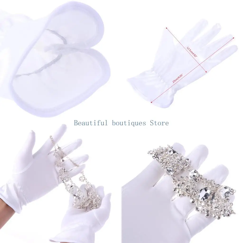 U4LF Practical Jewelry Gloves Wrist Length Gloves White Gloves Work for Protection Coin Inspection Gloves for Fetching Jewels