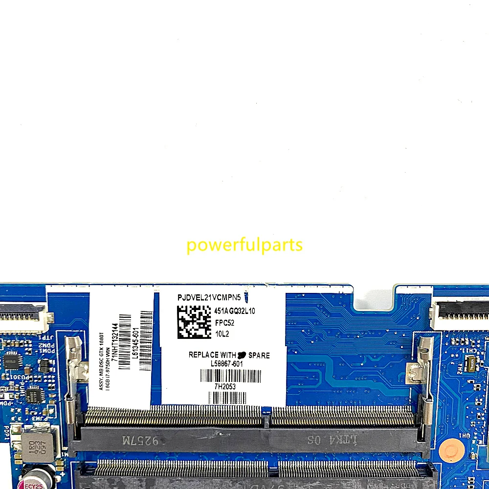 100 % funktionsfähig für HP 15T-DK 15-DK Motherboard L58867-601 L58866-601 FPC52 LA-H463P i5-9300H i7-9750H CPU Gtx1660 6 GB Grafik