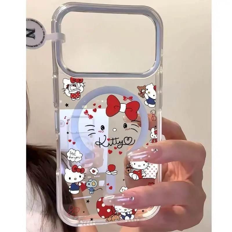 New Creative Cute Cartoon Love Cat Magnetic Transparent Phone Case Back Cover Suitable for IPhone 17 18 Promax/16/15/14 13 Gifts