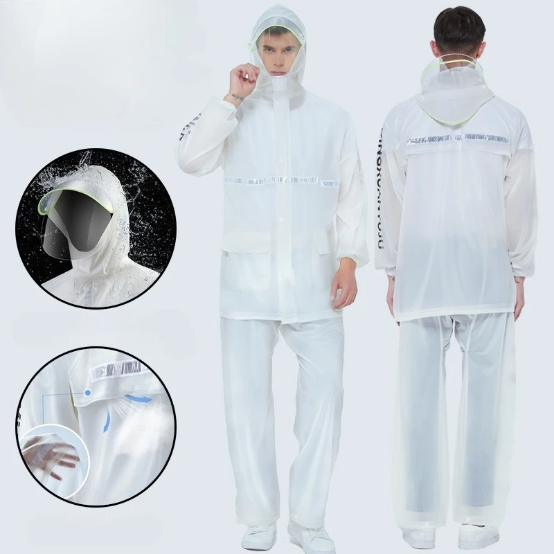 AliExpress NONE Women Men Raincoat for Cycling Outdoor Motorcycle Tourism Hiking Adult Transparent Split Waterproof Rain Jacket and Pants Sets