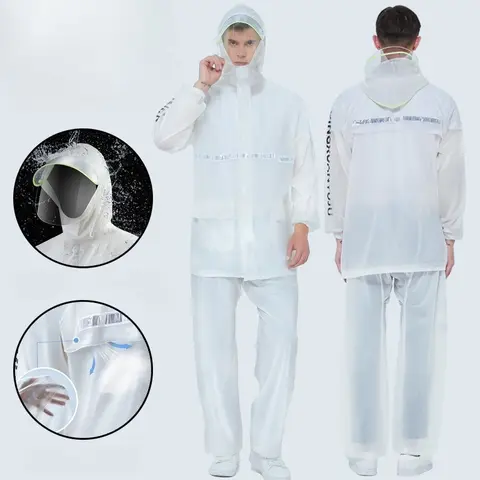 Women Men Raincoat for Cycling Outdoor Motorcycle Tourism Hiking Adult Transparent Split Waterproof Rain Jacket and Pants Sets