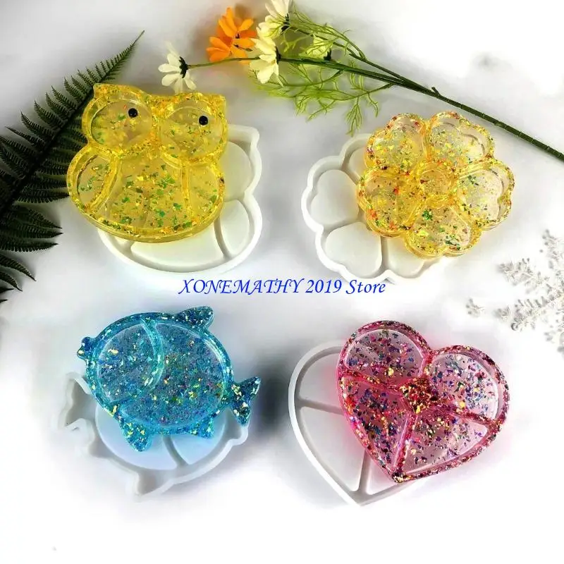 F42F Heart Jar Epoxy Resin Casting Mould DIY-Ashtray Jewelry Trinket-Containers Mold