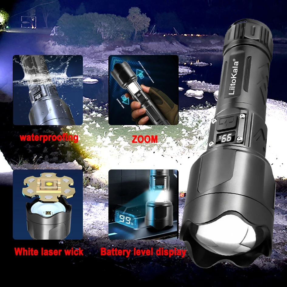 LiitoKala LF-2305 Outdoor portable digital flashlight long life white laser high brightness waterproof flashlight