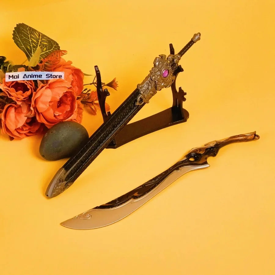 Espada de Anime Katana de tres reinos de Metal de 8,6 pulgadas, espada de Damasco antigua, tamaño Real, sabre samurái Original japonés, juguete para regalo