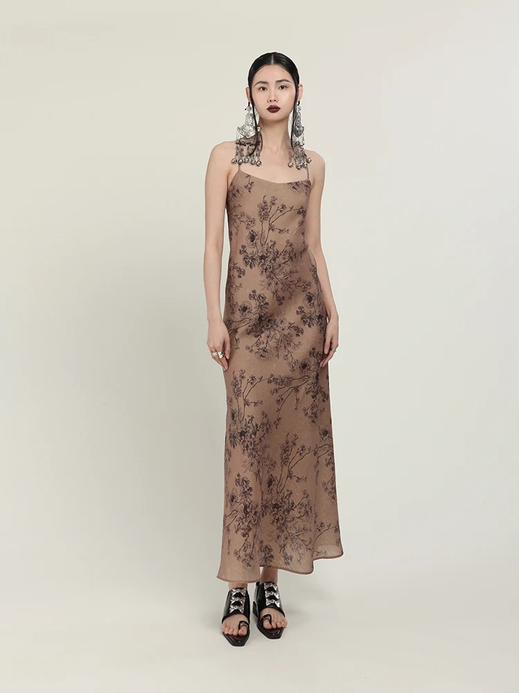 

Новое летнее пляжное платье MIAHAN с цветочным принтом, регулируемыми бретелями, сексуальное, А-силуэт, с длинными рукавами, круглым вырезом, для женщин