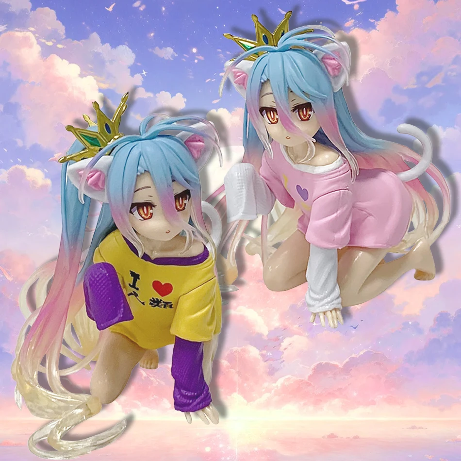 10cm 在庫あり ノーゲーム・ノーライフ 猫耳シロ フィギュア デスクトップ かわいいシロ アニメフィギュア 装飾品 コレクションモデル おもちゃ ギフト