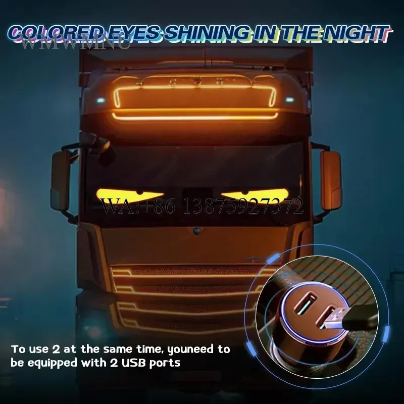 Wmwmnu 16x96 LED 120x595mm Programmable Flexible Display Screen Panel Devil Eyes Lights for Car Truck Windshield