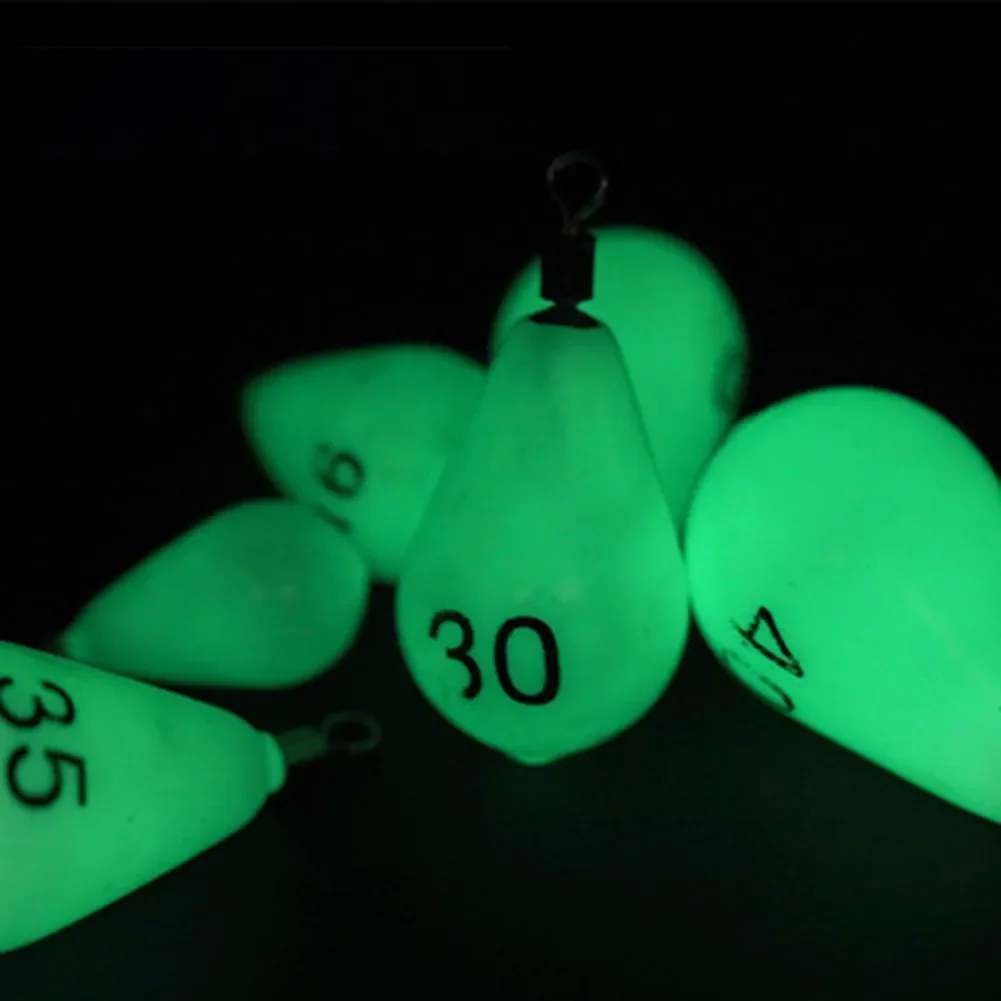 1 Pcs Luminous Fishing  Sinkers 30-150g Tool Power Luminous Coating Plumb Weights For 360 Degree Rotation Fishing Accessories