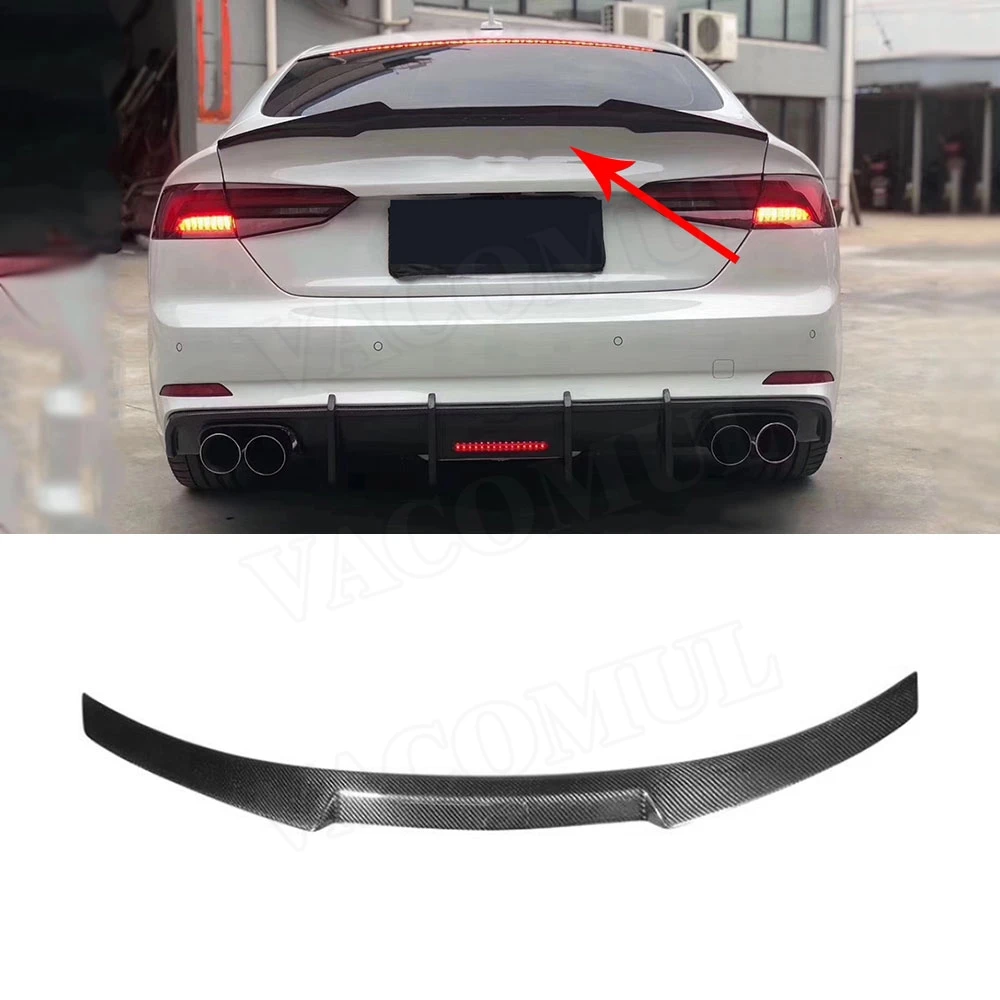 

Задний спойлер для Audi A5 S5 Sedan Coupe, спойлер 2017 2018 2019, накладка на багажник из углеродного волокна, наклейка на крылья, спойлер в стиле M4