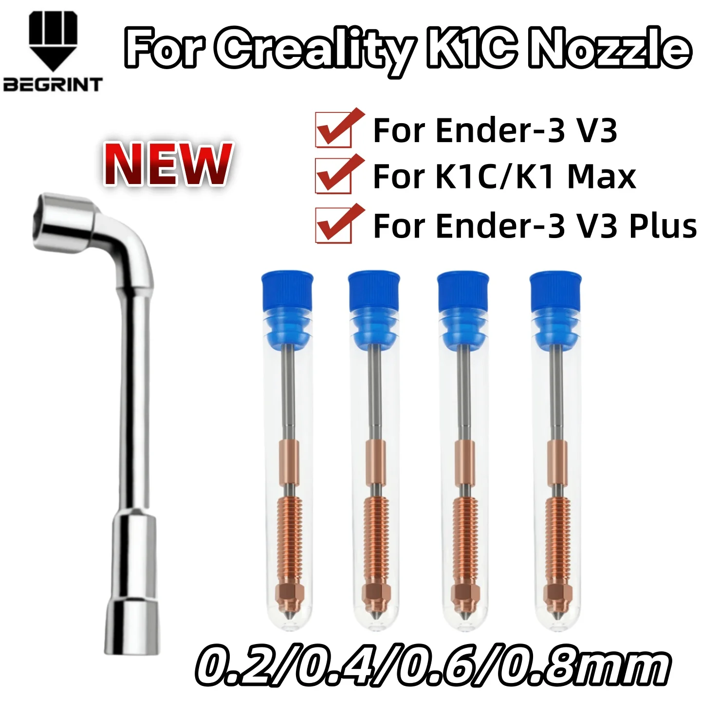 

For Creality K1C K1 Max Ender-3 V3 BEGRINT 0.4/0.6/0.8mm Quick-Swap Nozzle High Flow Anti-Clog 3D Printer Replacement Parts