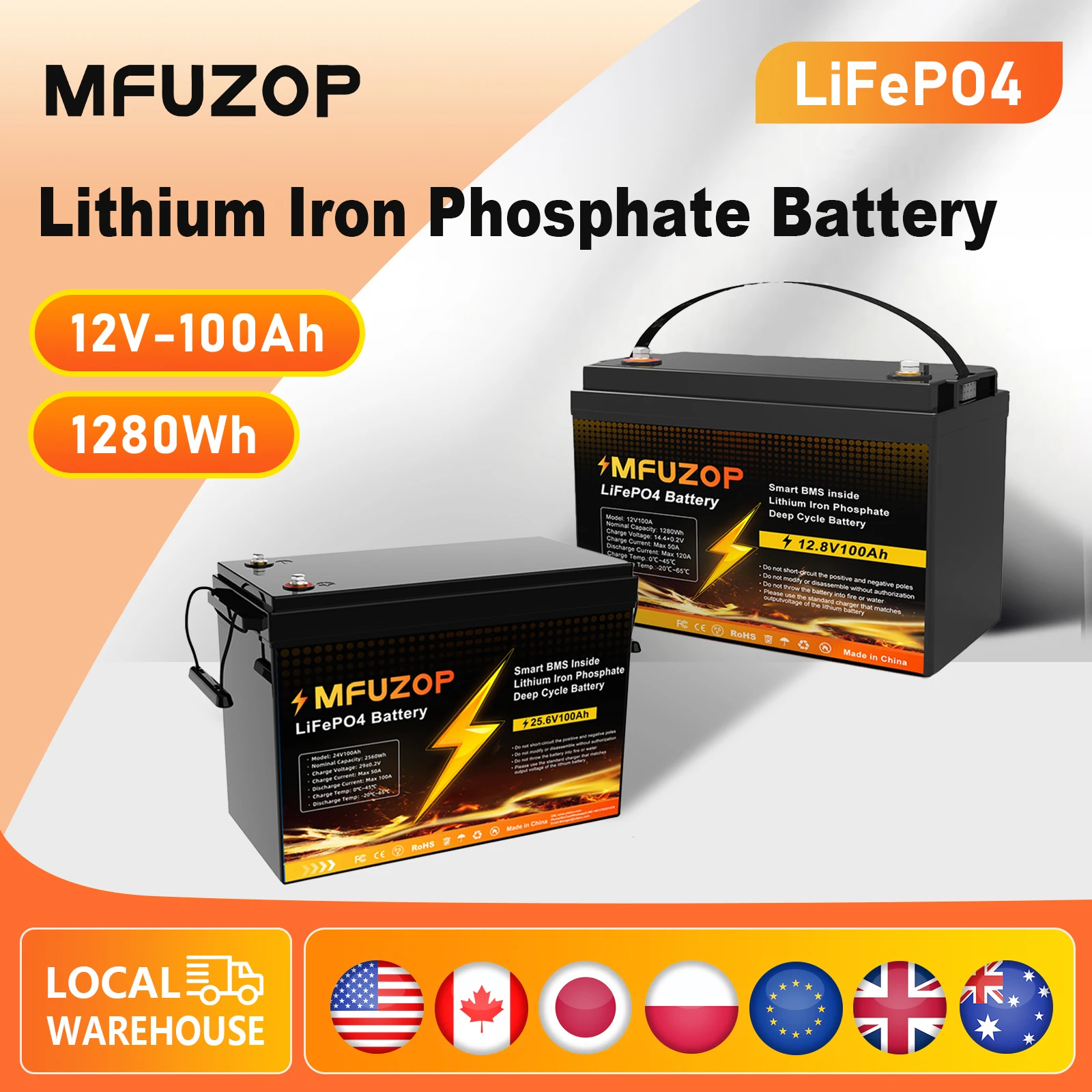 

Mfuzop 12v24v100a battery LiFePO4 rechargeable BMS for Solar System