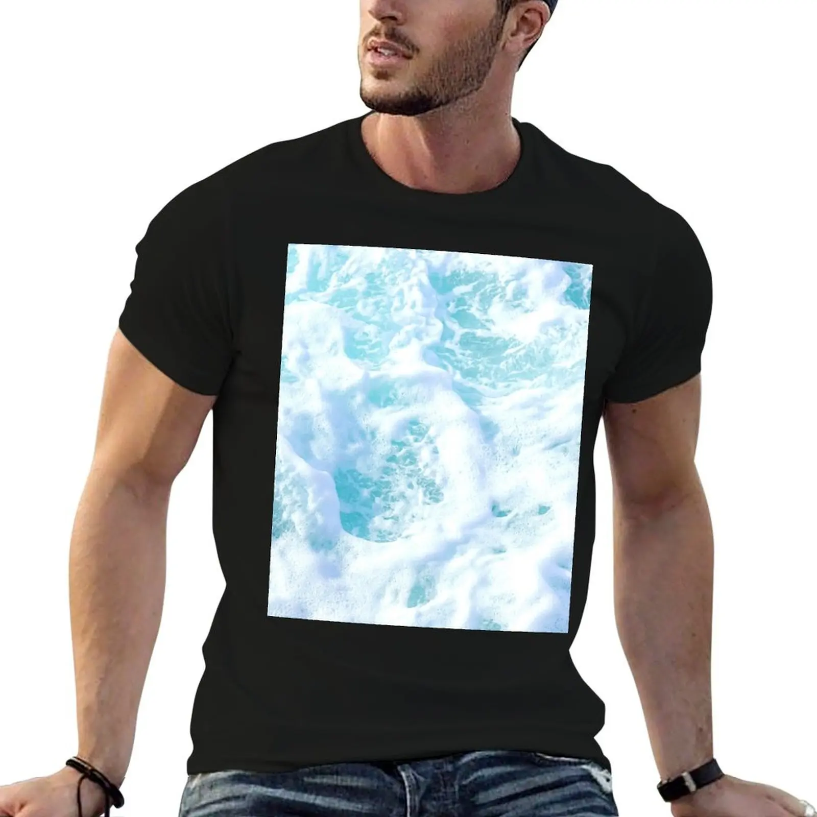 

ocean waves T-Shirt luxury clothing labubu man clothes Men's clothing