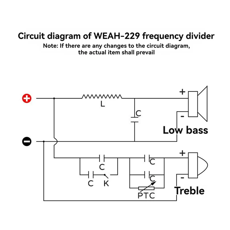 

REPLA-Audio Speaker 2 Way 100W Crossover Treble Bass Module Frequency Divider Bookshelf Speaker Filter Adjust