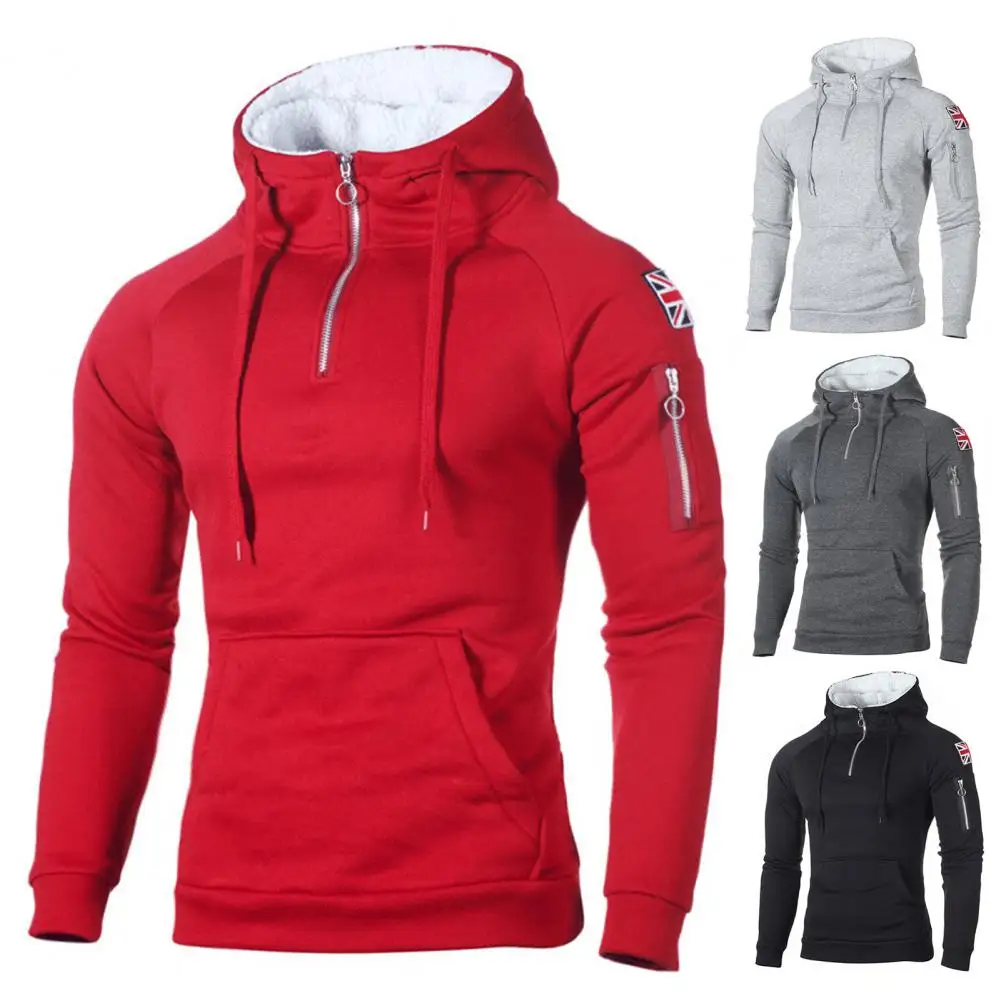 

Popular Drawstring Labeling Hoodie Skin-touch Men Hoodie Ribbed Cuff Labeling Pullover Sweatshirt for Daily Wear