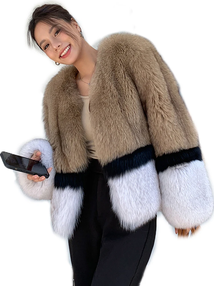 

Women Jacket Coat Winter Whole leather Fox Fur Coat Grass Jacket Natural Fur Coat Fashion Short Luxury Woman Fur Coat Natural