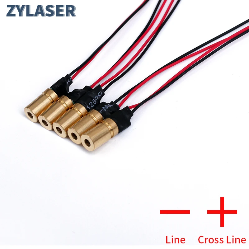 5PCS Adjustable Focus Laser Module Red Line/Cross Line Copper Laser Positioning Lamp Laser Diode D6X13mm 635nm 1MW 5MW 10MW