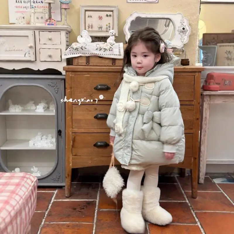 Kawaii فتاة الخريف والشتاء سترة مبطنة بالقطن رشاقته القطن وسادة مبطنة موضة معطف الطالب ملابس الأطفال غير رسمية #3
