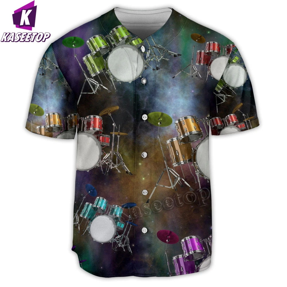 Men's Baseball Jersey Shirt Adult 3D Printing Shirt Drum Galaxy Amazing Drum Style Hip Hop Tops T Shirt Streetwear Short Sleeve