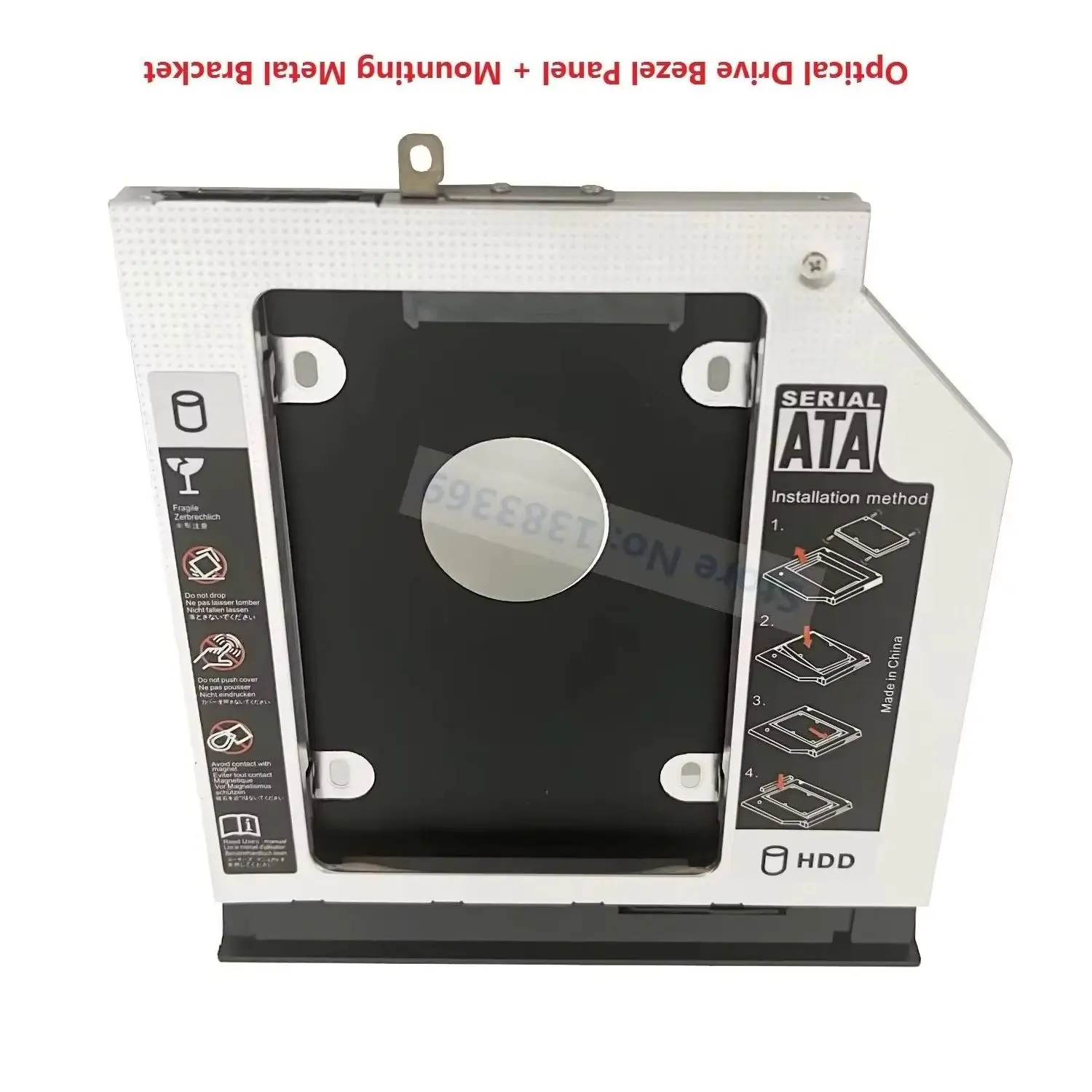 With Bezel Front Panel 9.5mm 2nd 2.5 Hard Drive HD SSD Optical bay Caddy Tray Bracket Frame for Lenovo IdeaPad V510-14IKB E42-80