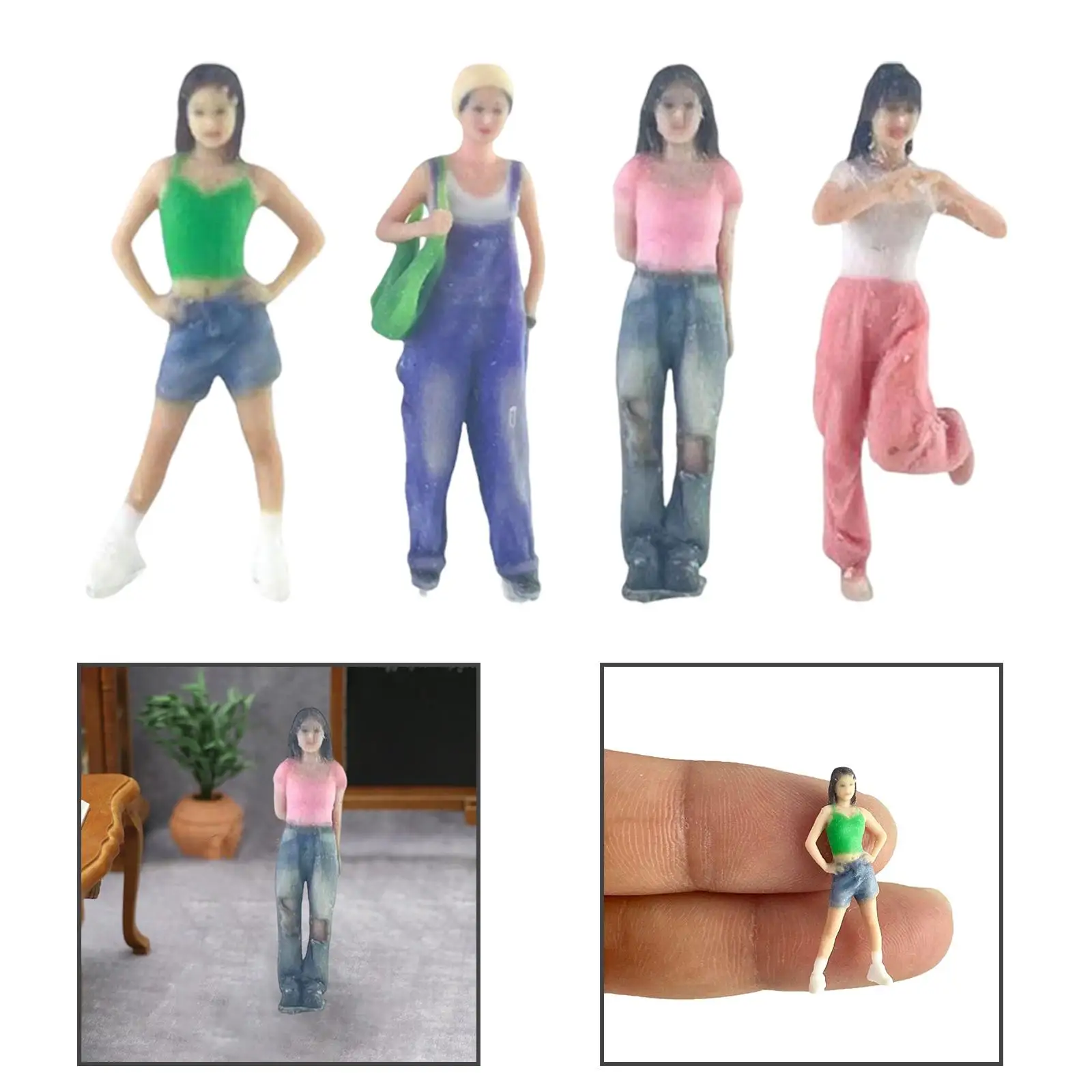 1/64 รูปสาวคอลเลกชันรถไฟสถาปัตยกรรมโครงการ DIY รูปแบบตกแต่ง S Scale Miniature ฉากเรซิ่น Figurine Dioramas