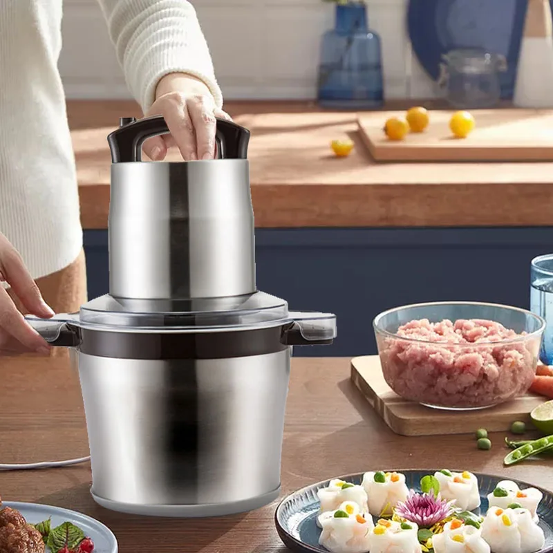 #￥6L Stainless Steel Meat Grinder Chopper Automatic Electric Mincing Machine High-Quality Household or Commercial Food Processor
