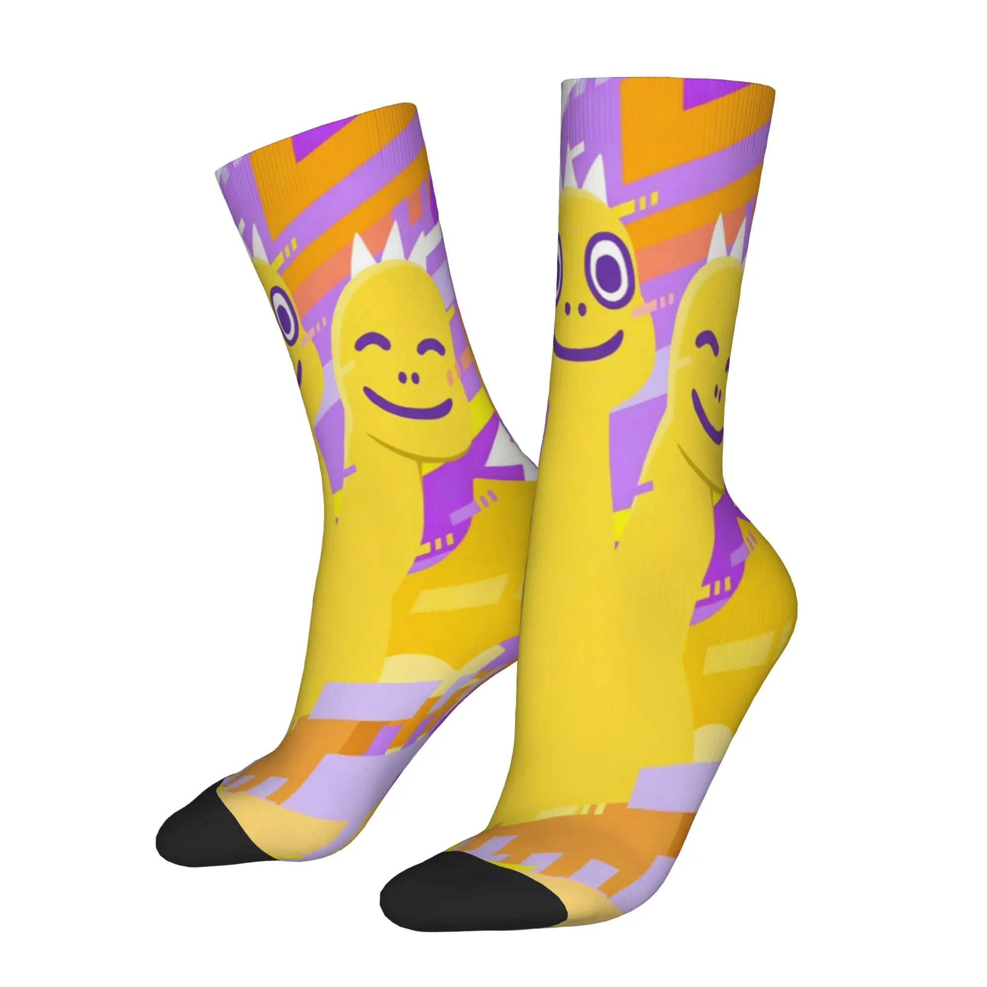Harajuku Chibi Monster Raids Again Football Socks Cartoon Polyester Crew Socks for Women Men Sweat Absorbing