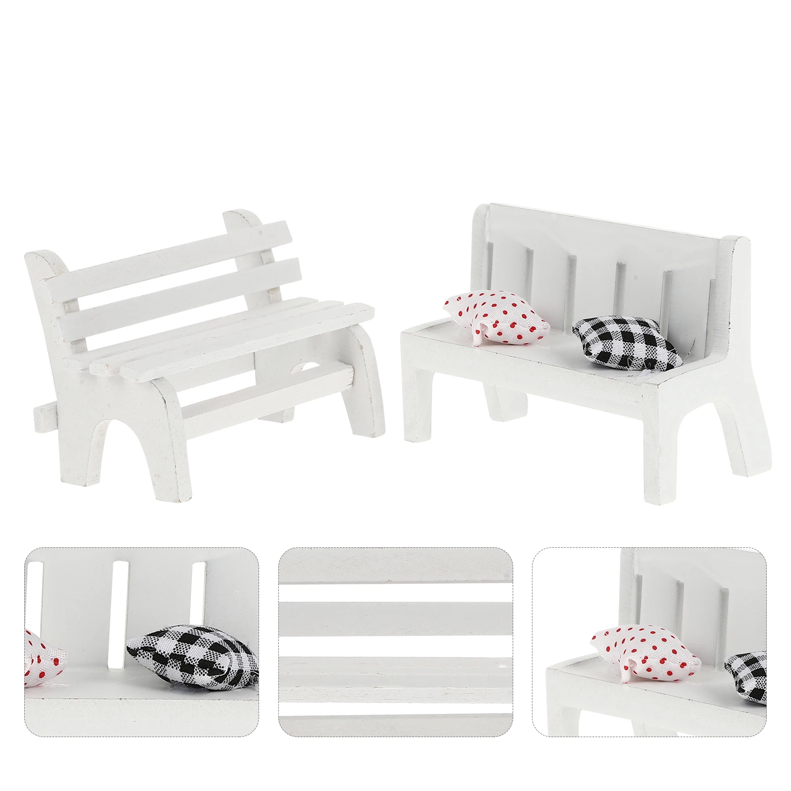 

2 Pcs Decoration Mini Chair Wood Figurine for Home Model Wooden Craft Bedroom White