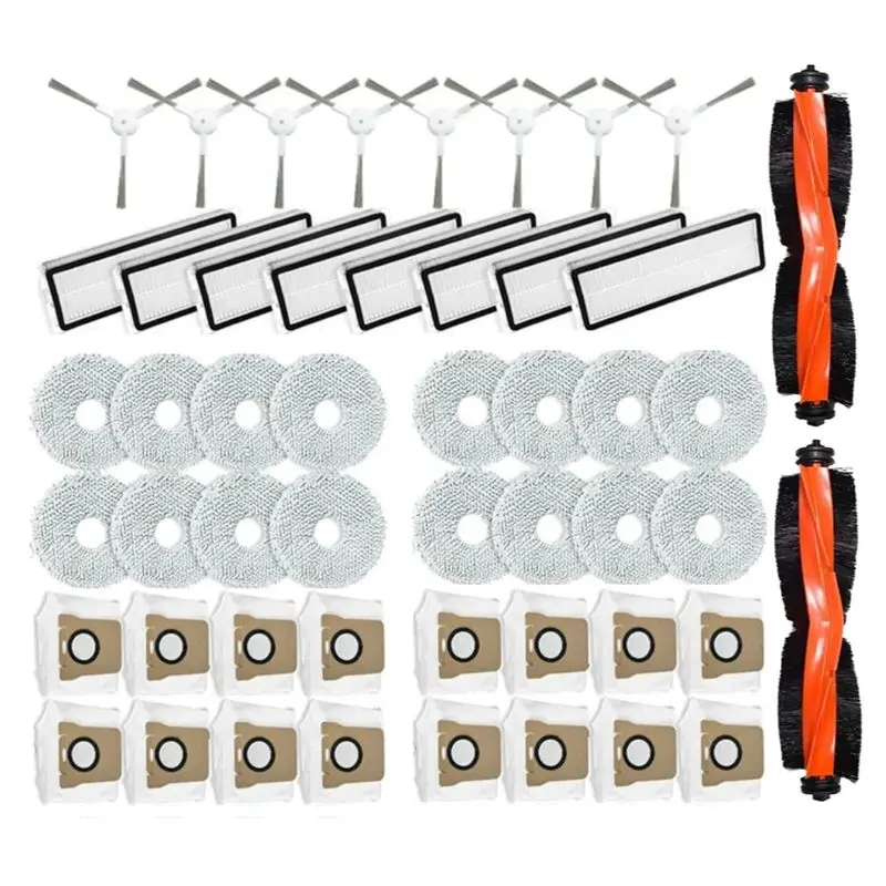 

ABSJ-50PCS Accessories Kit For Xiaomi Robot Vacuum X20 +/X20 Plus Replacement Parts Main Side Brush Dust Bag Mop Cloth