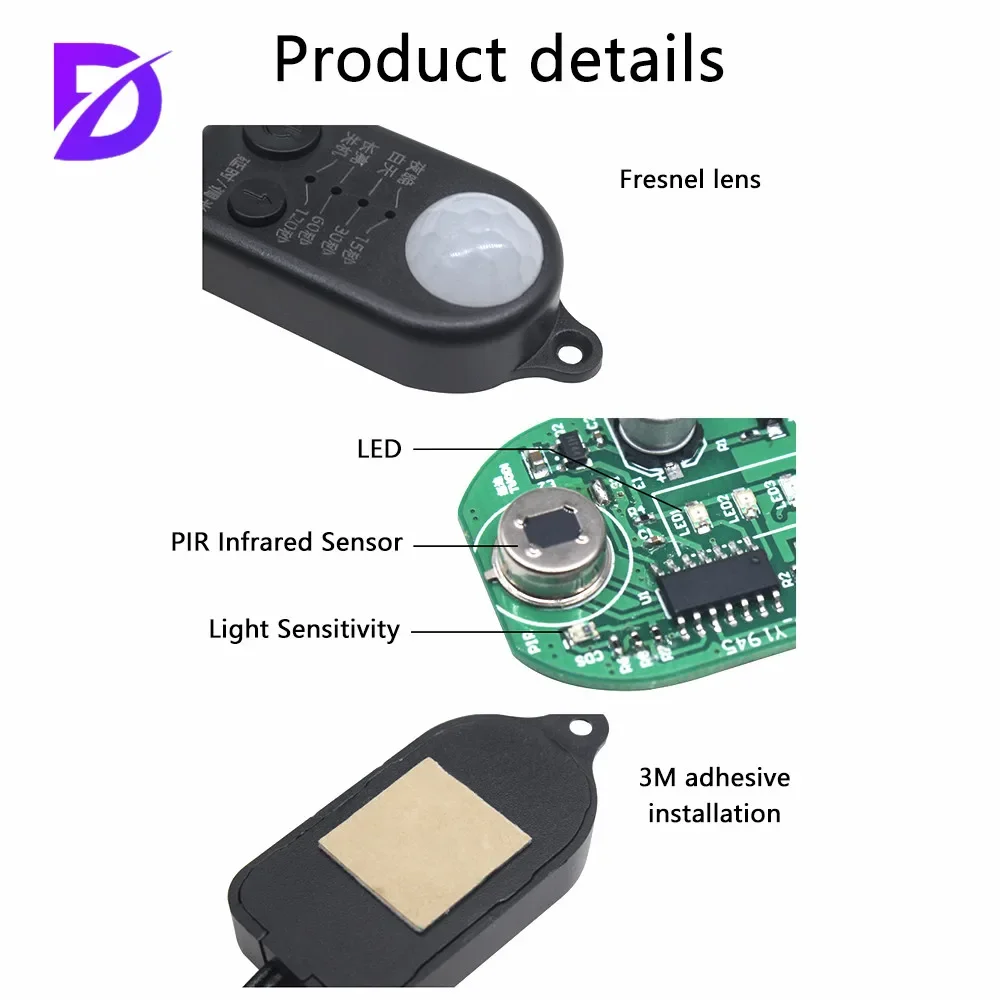 5V-24V DC 5A PIR Motion Sensor Light Switch Human Motion Sensor Detector for LED Strip Light Strip Automatic Switch Power Supply