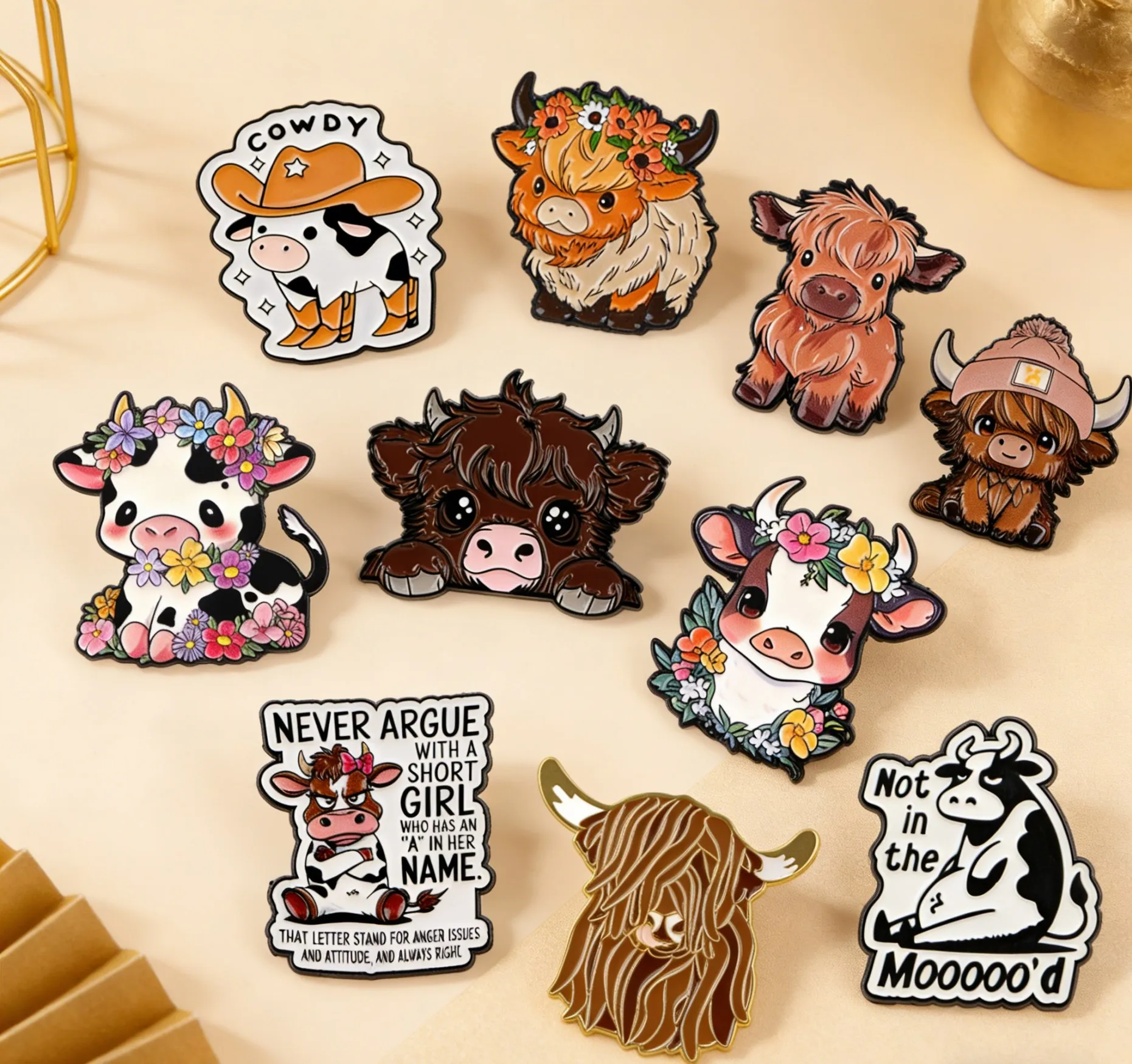 

2-5pcs/set Yak and Cow Enamel Pin Brooches For Women Lapel Pins Badge on Backpack Clothing Accessories Fashion Jewelry Gifts