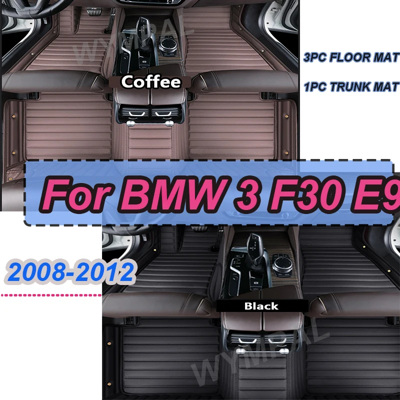 

LUXURY Car Floor Mats For BMW 3 F30 E90 330i 335i 320i Five Doors 2008 2009-2012 Foot Pads Carpet Cover Interior Accessories