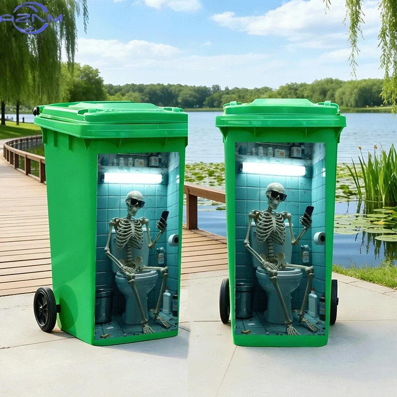 [2D Flat Printing]1pc Trash Can Sticker[Title Translated, Do Not Change] Toilet Phone Use Theme Design Wall Sticker Self-Adhes